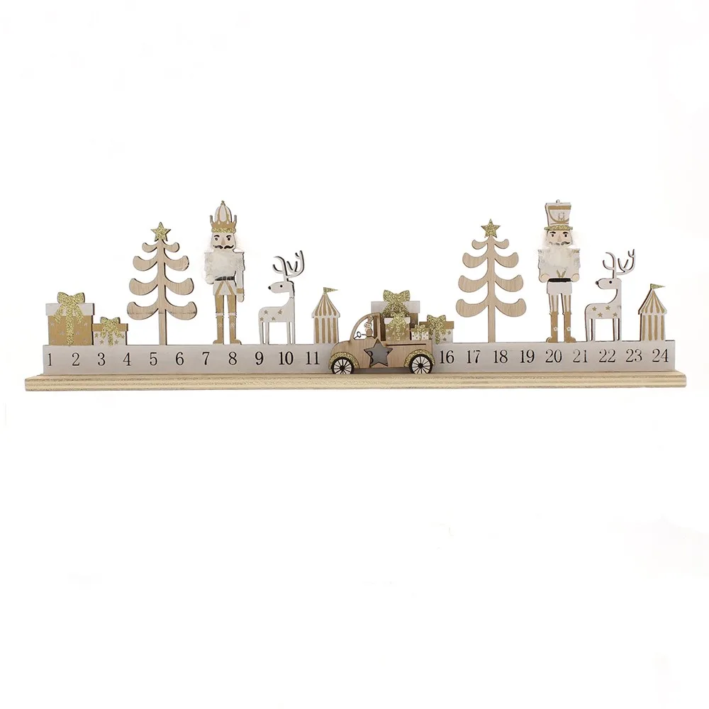 45cm Gold Wooden Advent Calendar with Nutcracker 45cm Gold Wooden Advent Calendar with Nutcracker