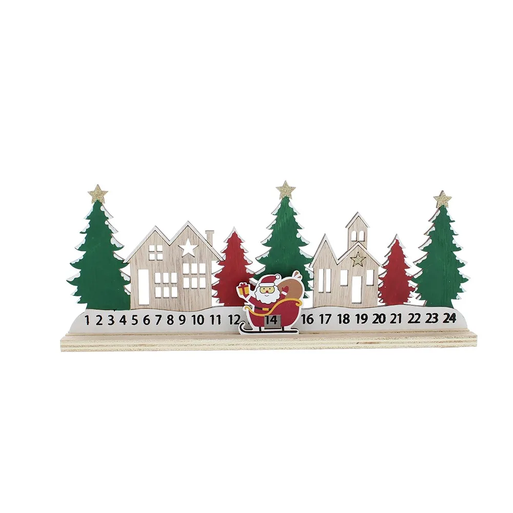 30cm Red and Green Wooden Advent Calendar with Santa 30cm Red and Green Wooden Advent Calendar with Santa