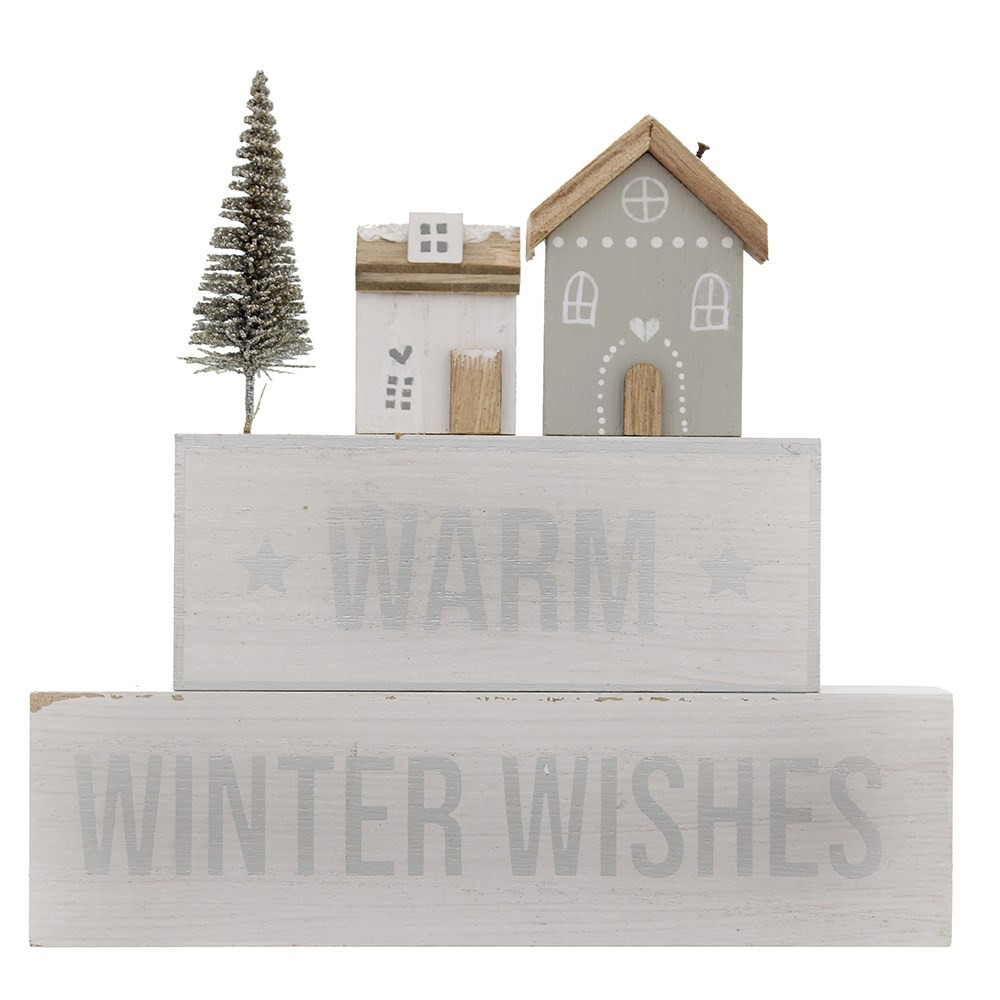 20cm Warm Winter Wishes Stacked Block Sign 20cm Warm Winter Wishes Stacked Block Sign