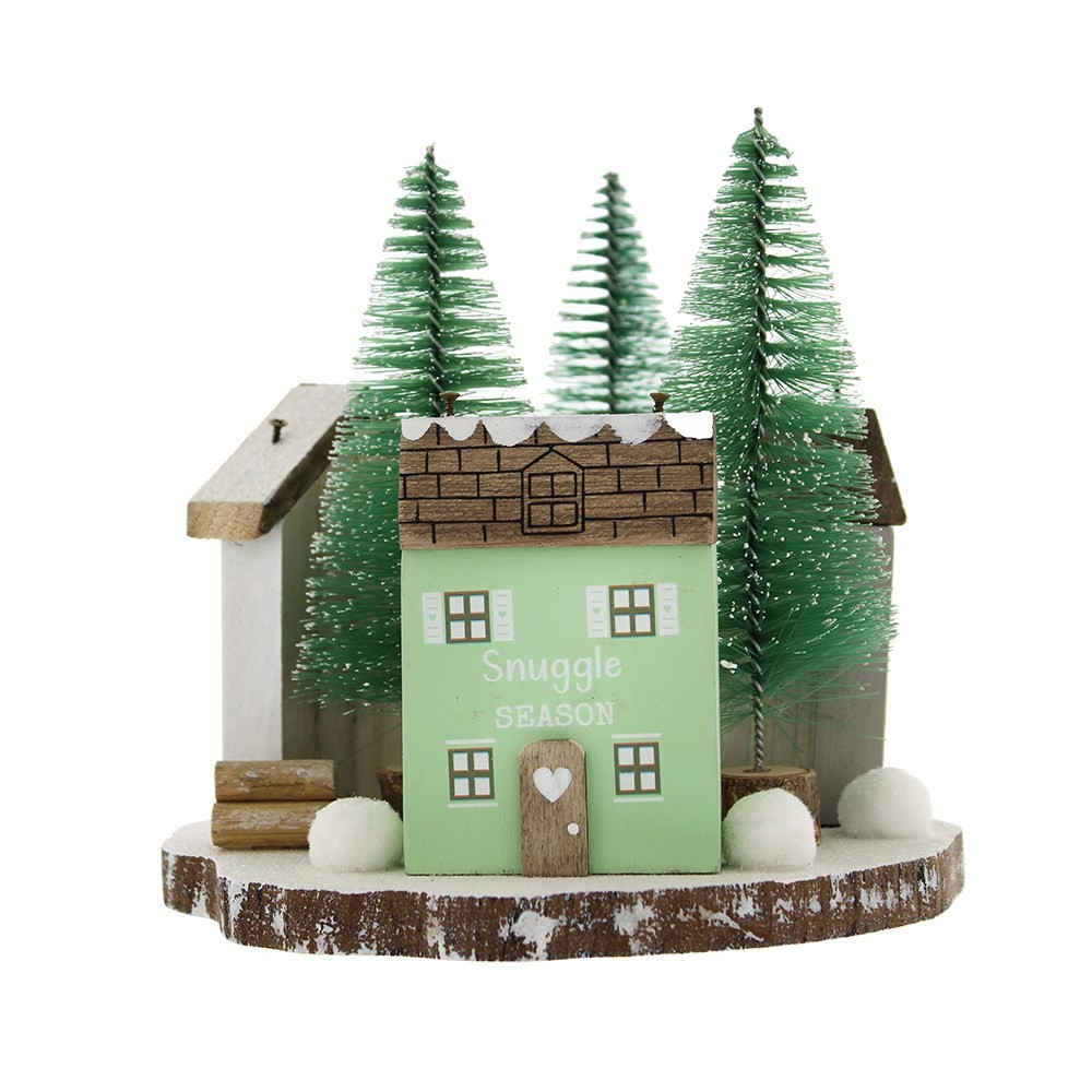 16cm Triple Wooden House Tabletop Decoration 16cm Triple Wooden House Tabletop Decoration