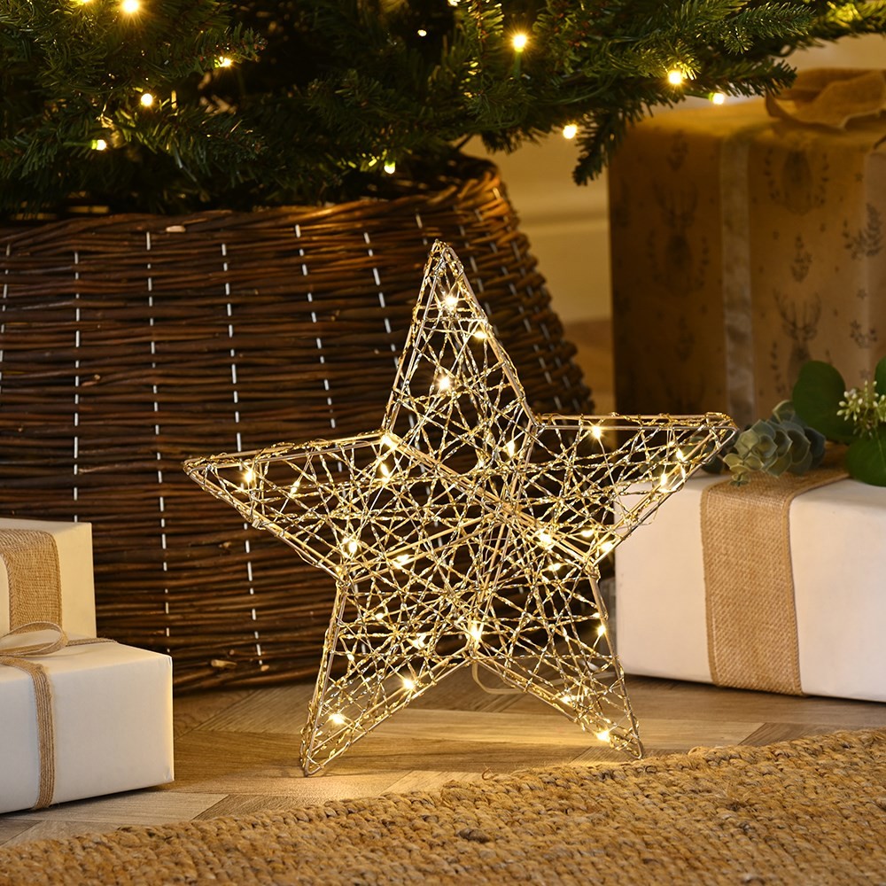 30cm Light-Up Shimmer Star with Timer