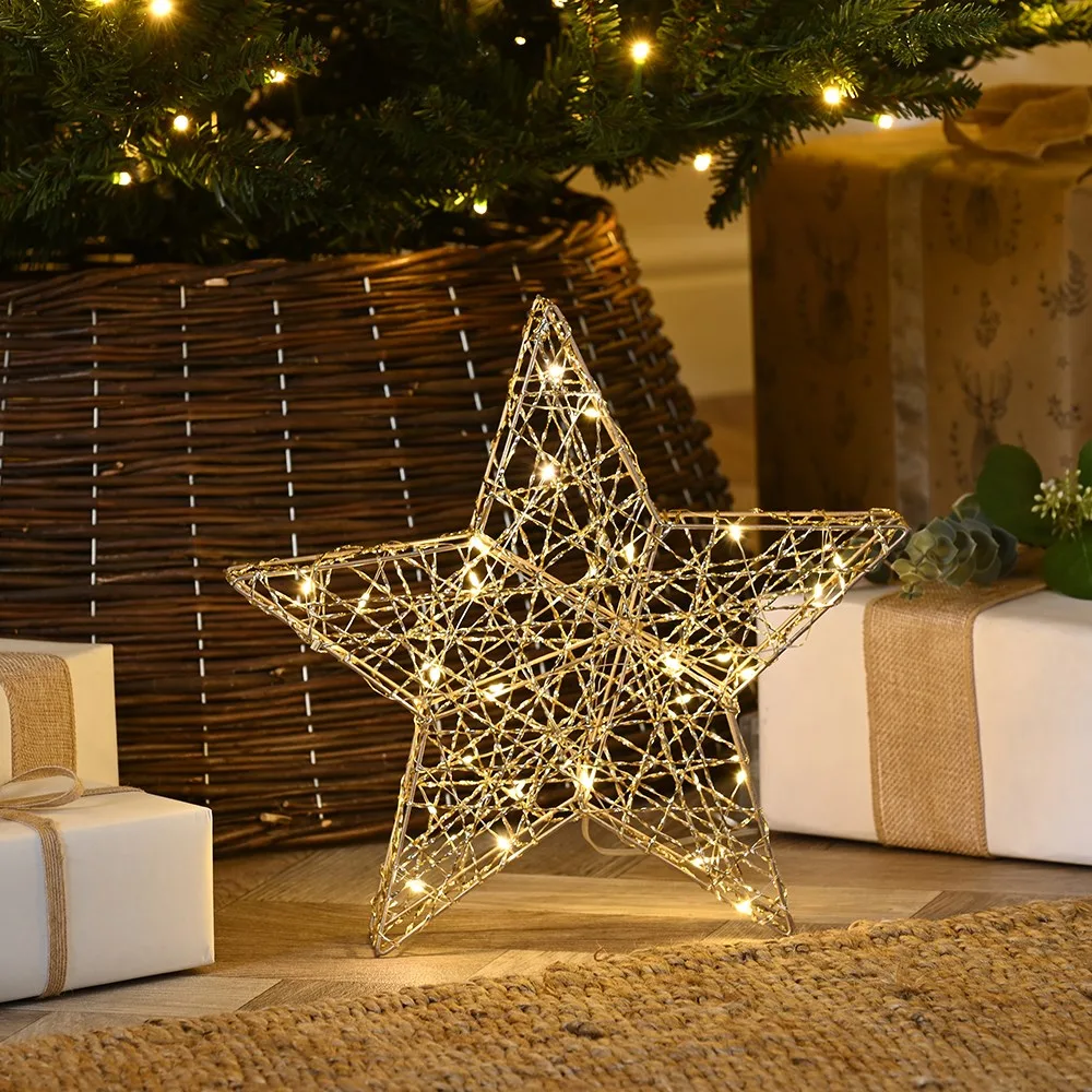 30cm Light-Up Shimmer Star with Timer 30cm Light-Up Shimmer Star with Timer