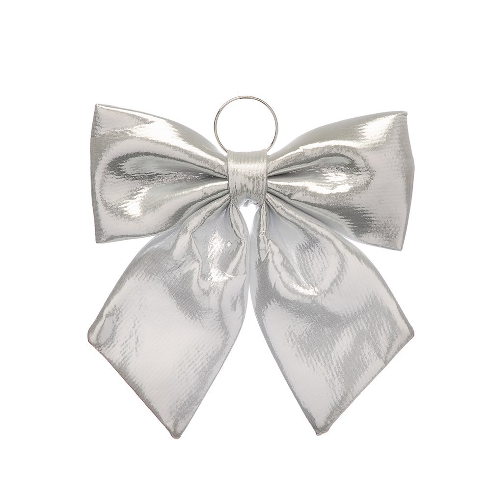 34cm Silver Metallic Fabric Bow 34cm Silver Metallic Fabric Bow