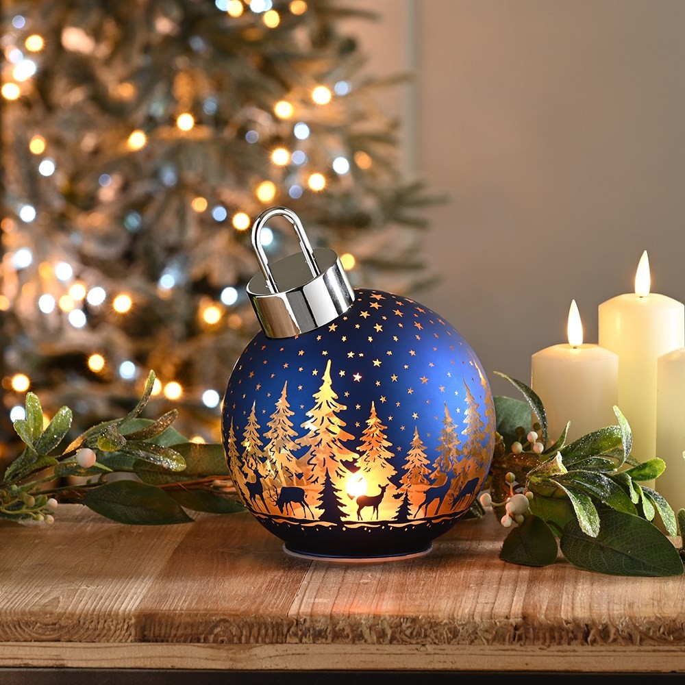 18cm Blue Bauble Light-Up Decoration 18cm Blue Bauble Light-Up Decoration