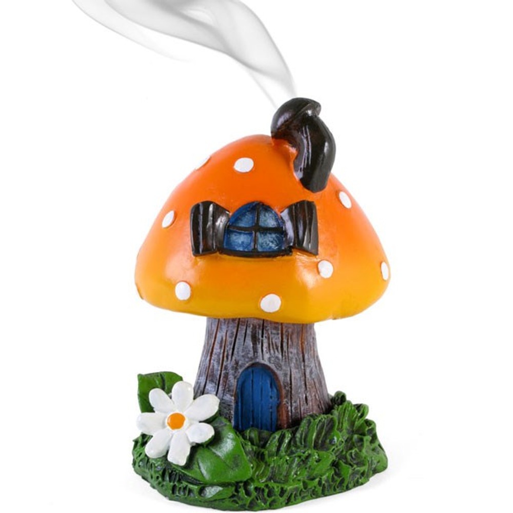 Orange Smoking Toadstool Incense Cone Holder Orange Smoking Toadstool Incense Cone Holder