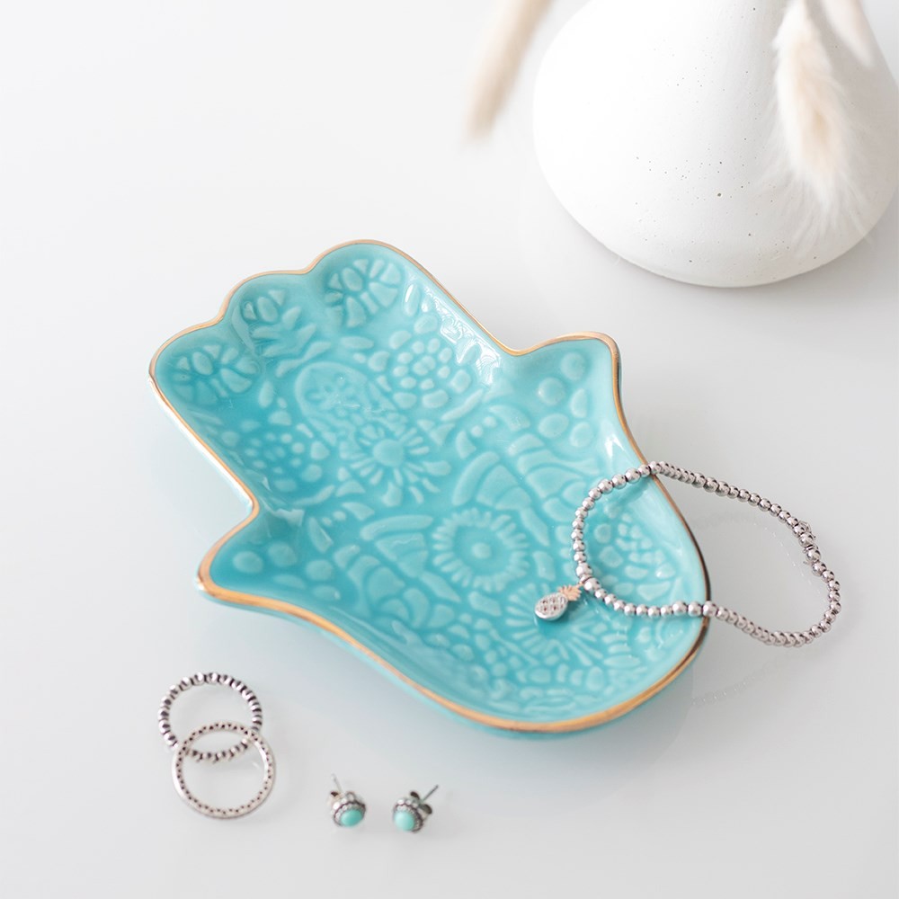 Turquoise Hamsa Hand Jewellery Dish Turquoise Hamsa Hand Jewellery Dish