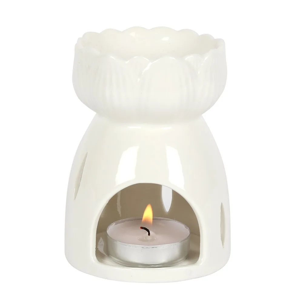 White Gloss Lotus Flower Oil Burner - Image 3