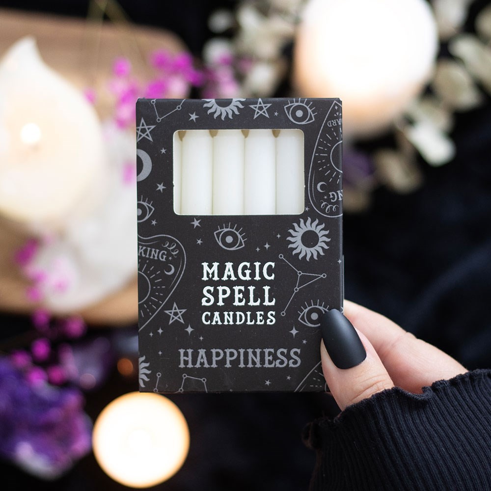 Set of 12 White ‘Happiness’ Spell Candles Set of 12 White ‘Happiness’ Spell Candles