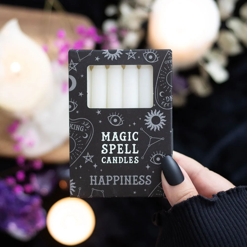 Set of 12 White ‘Happiness’ Spell Candles Set of 12 White ‘Happiness’ Spell Candles