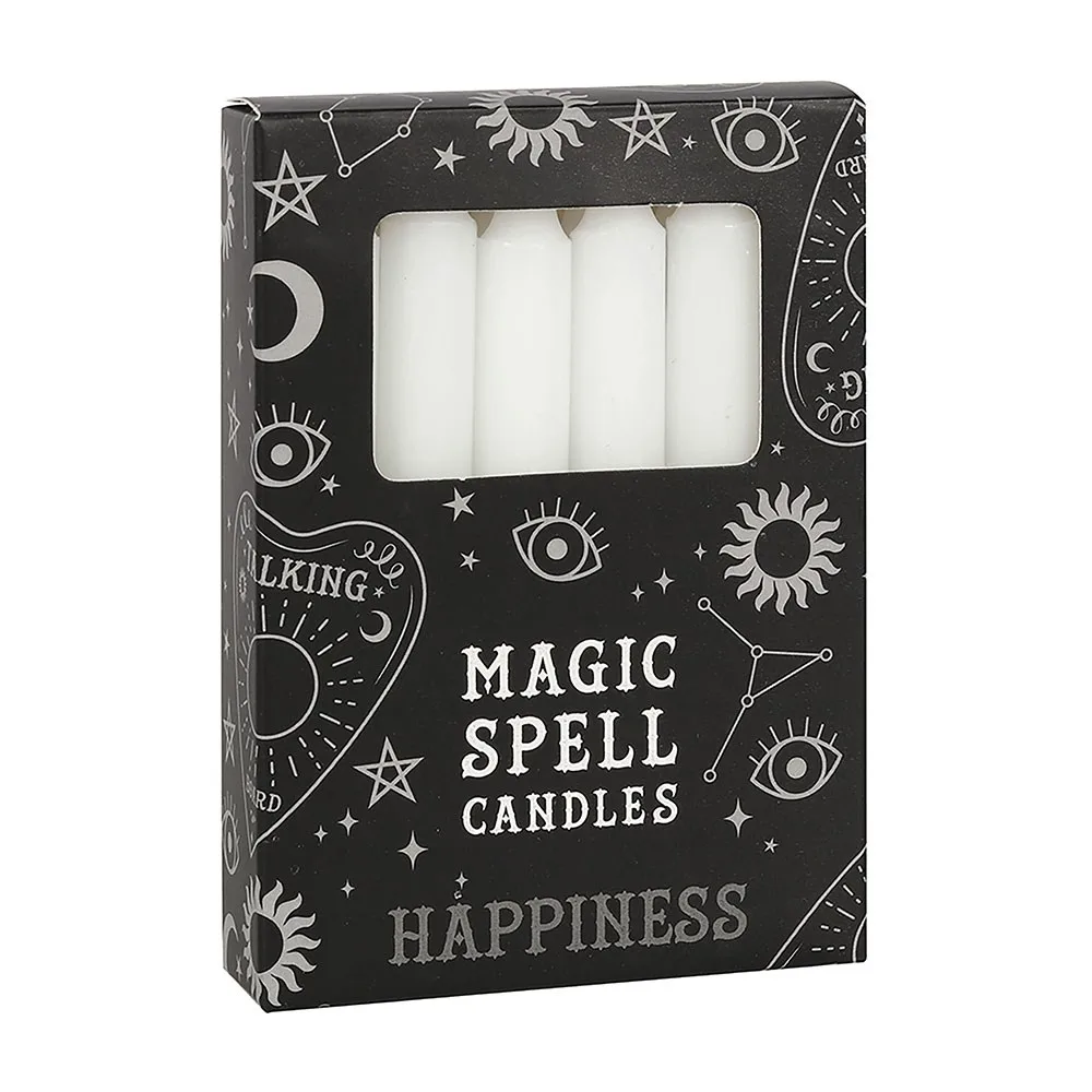 Set of 12 White 'Happiness' Spell Candles - Image 2