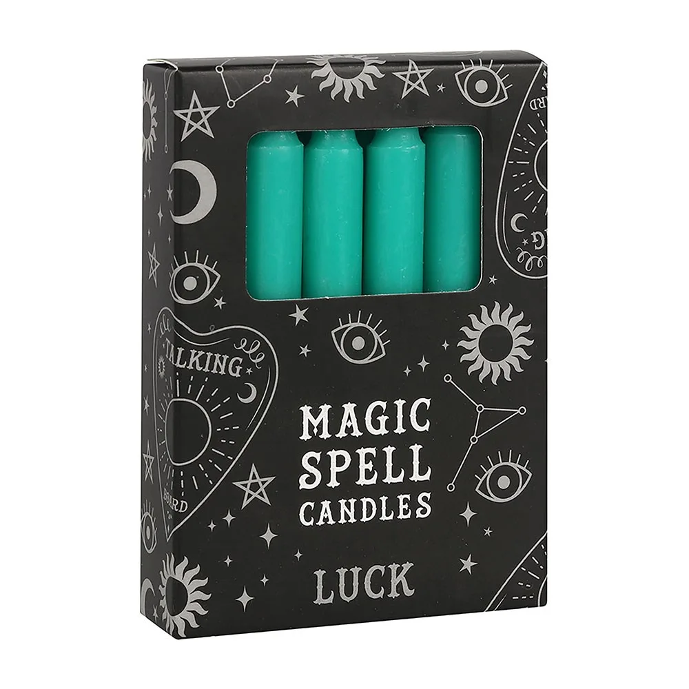 Set of 12 Green 'Luck' Spell Candles - Image 2