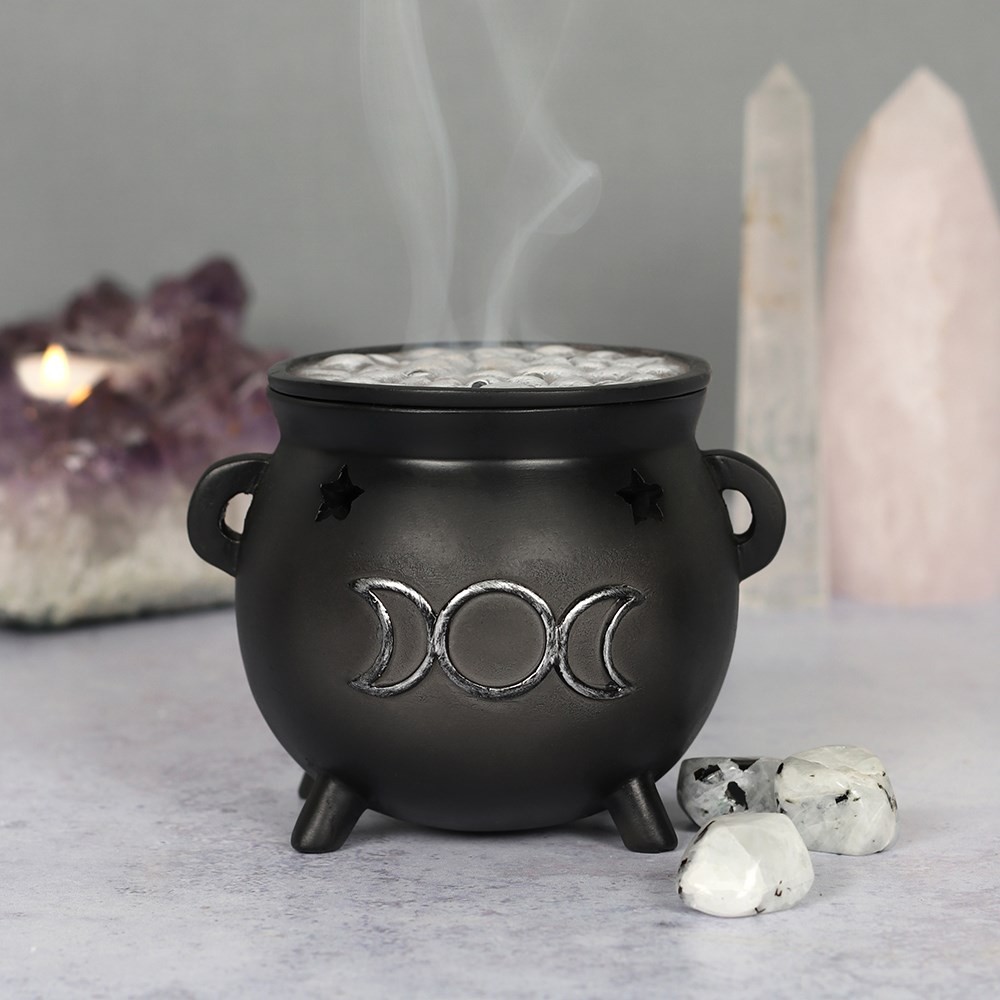 Triple Moon Cauldron Incense Cone Holder Triple Moon Cauldron Incense Cone Holder