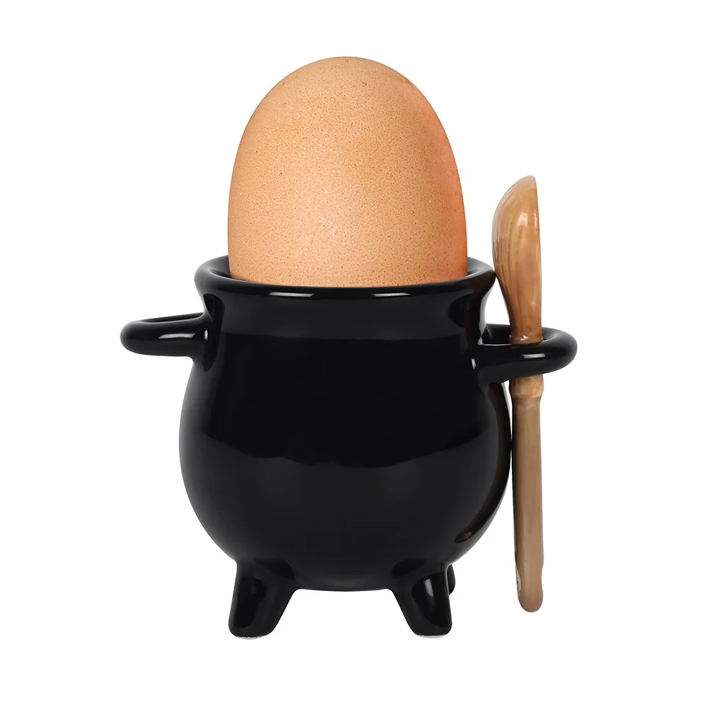 Cauldron Egg Cup with Broom Spoon - Image 2