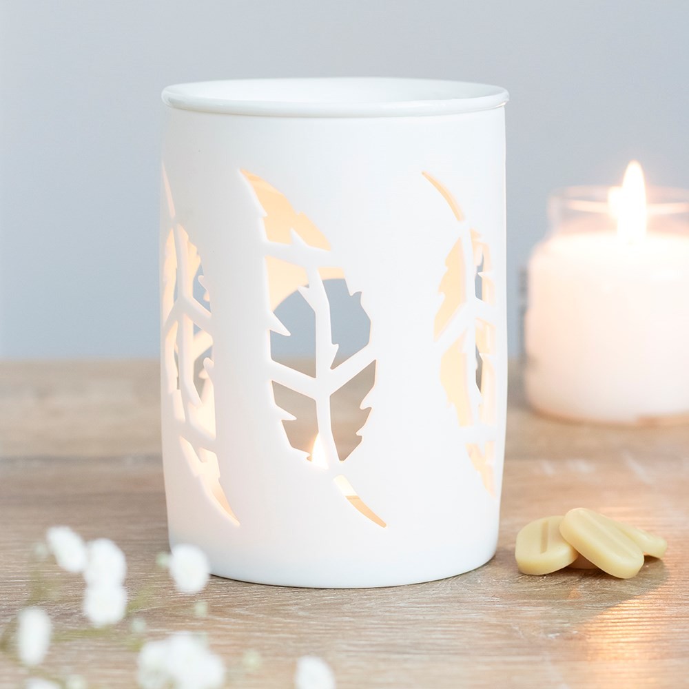White Feather Cut Out Oil Burner White Feather Cut Out Oil Burner