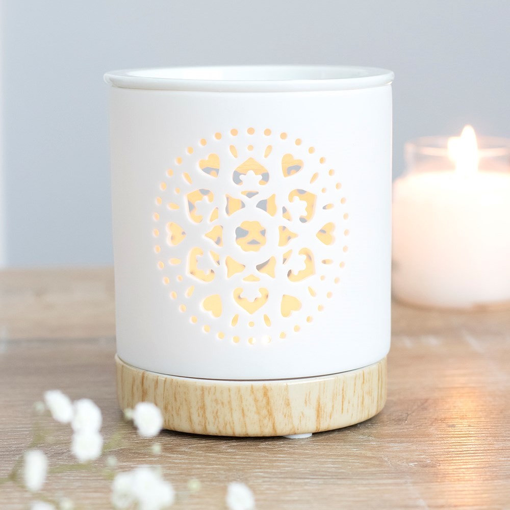 White Mandala Cut Out Oil Burner White Mandala Cut Out Oil Burner