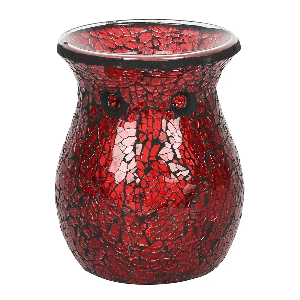Large Red Crackle Glass Oil Burner and Wax Warmer - Image 3