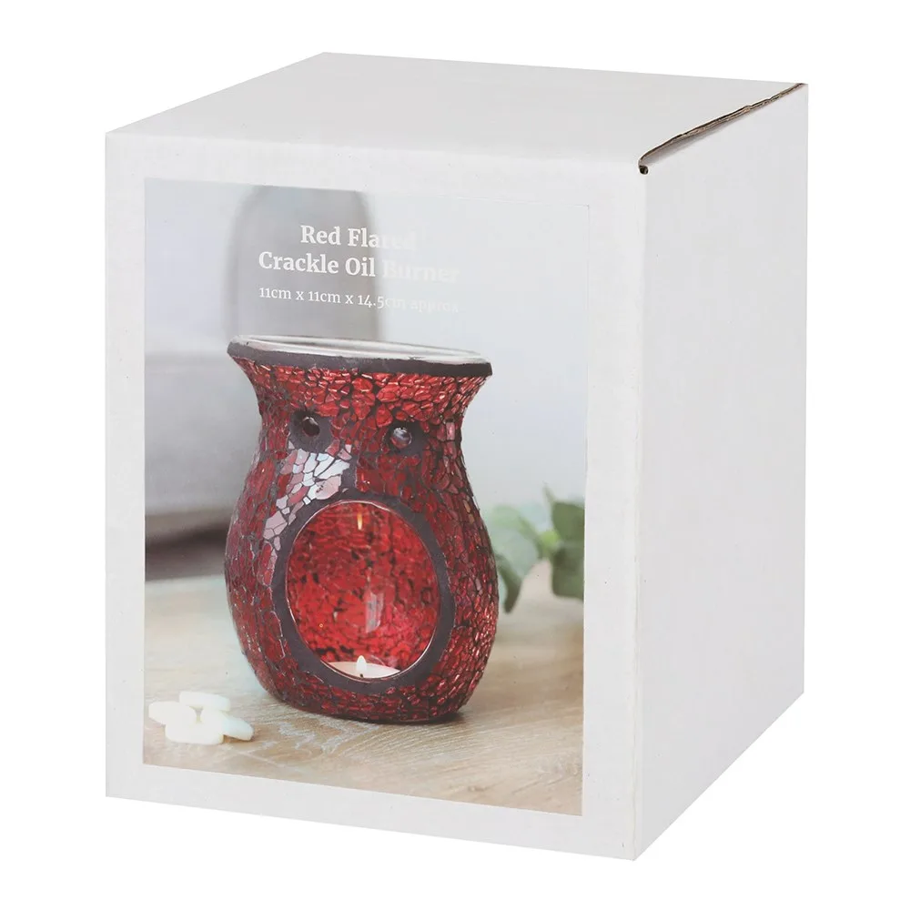 Large Red Crackle Glass Oil Burner and Wax Warmer - Image 4