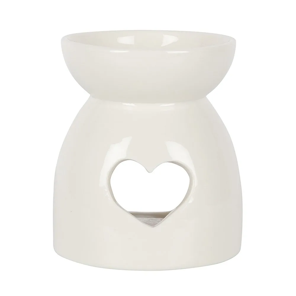 White Heart Cut Out Oil Burner - Image 2