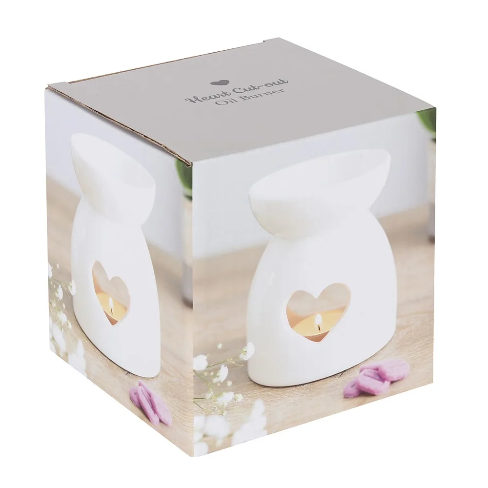 White Heart Cut Out Oil Burner - Image 4