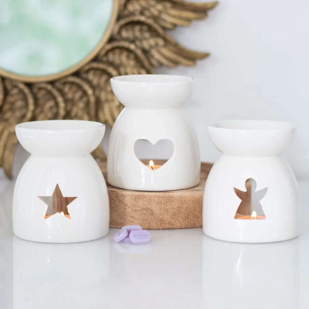 White Heart Cut Out Oil Burner - Image 5
