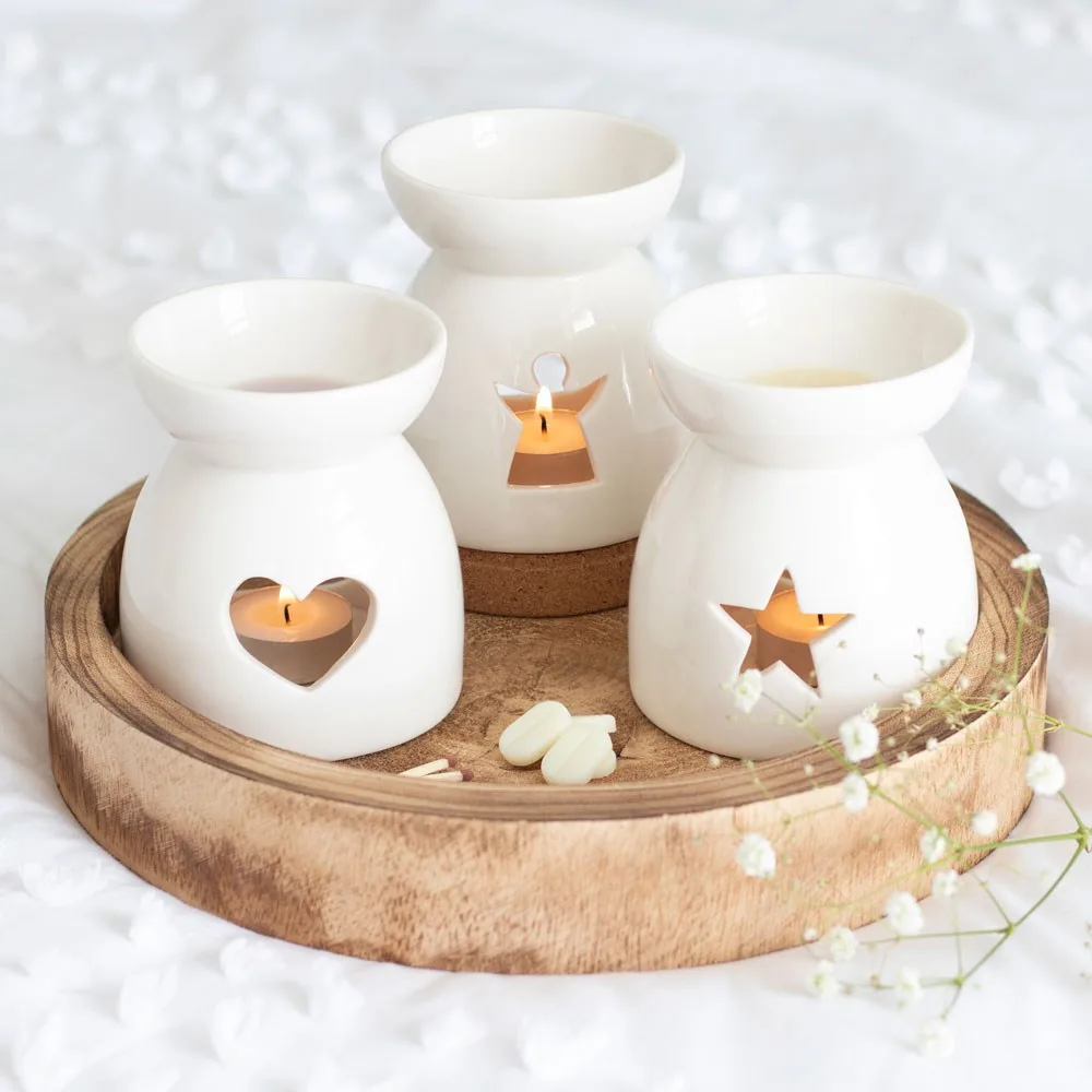 White Heart Cut Out Oil Burner - Image 6