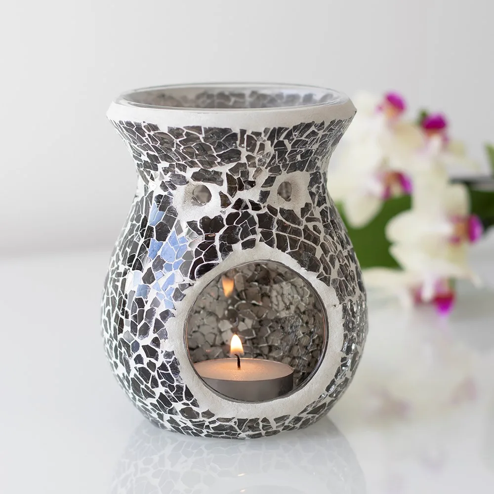 Small Gunmetal Grey Crackle Oil Burner and Wax Warmer Small Gunmetal Grey Crackle Oil Burner and Wax Warmer