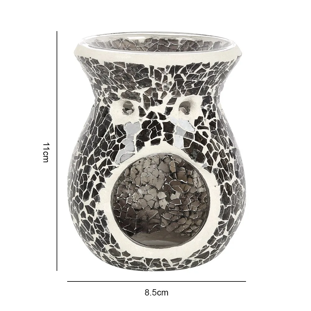 Small Gunmetal Grey Crackle Oil Burner and Wax Warmer - Image 4