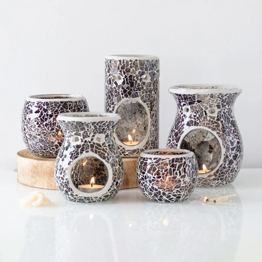 Small Gunmetal Grey Crackle Oil Burner and Wax Warmer - Image 5