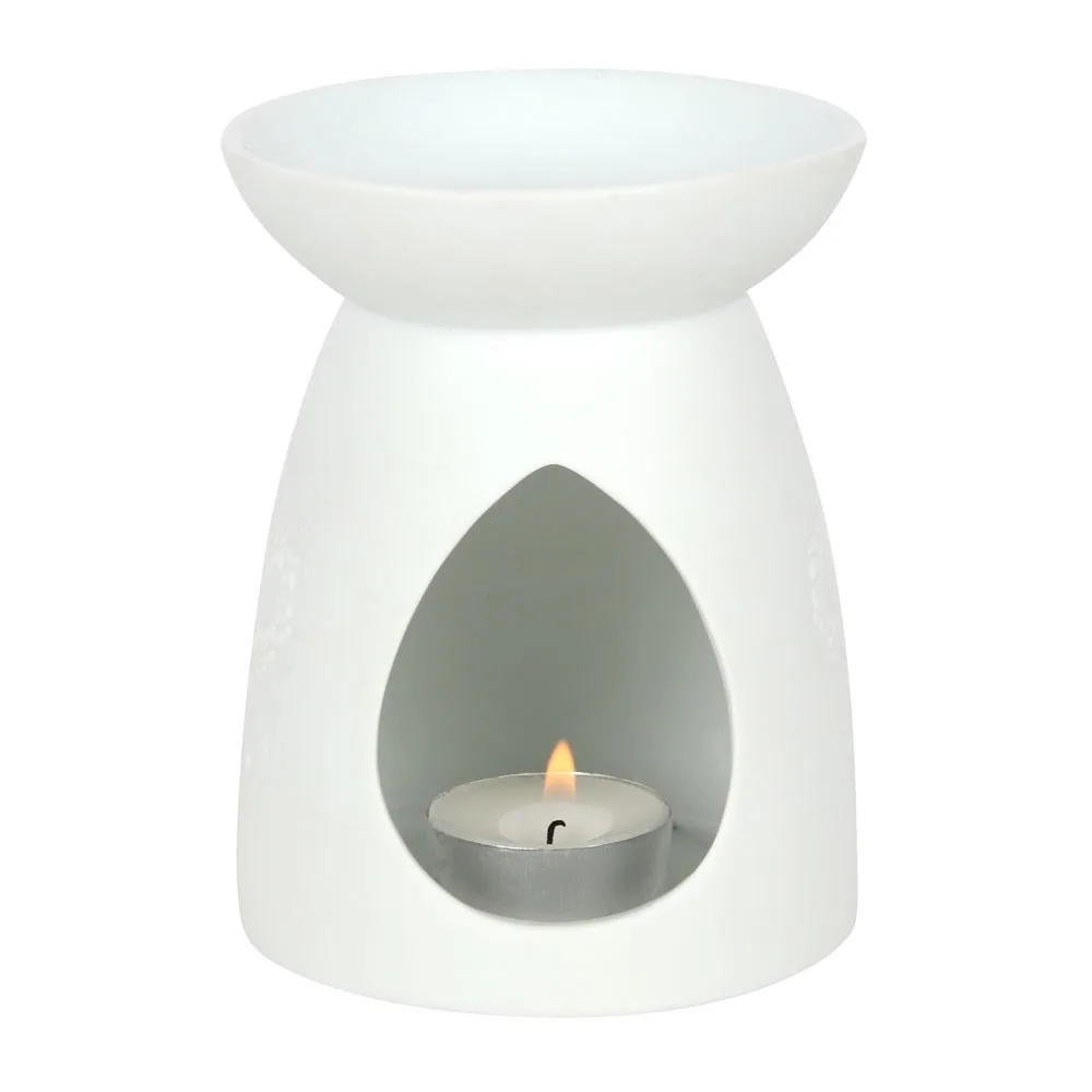 White Ceramic Buddha Face Oil Burner and Wax Warmer - Image 3