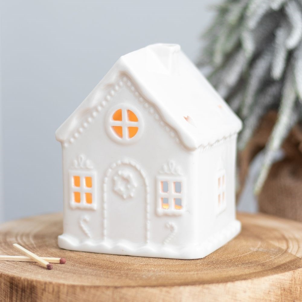 White Gingerbread House Tealight Holder White Gingerbread House Tealight Holder