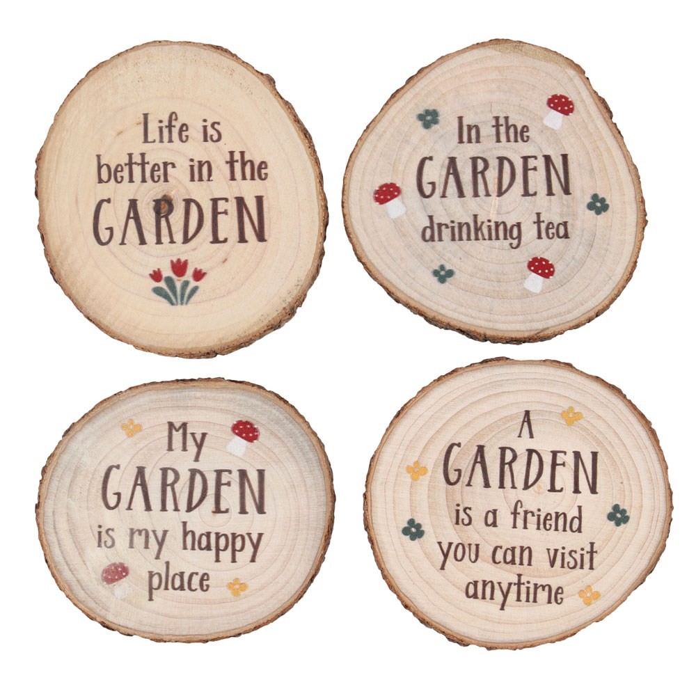 Garden Wood Slice Coaster Set Garden Wood Slice Coaster Set