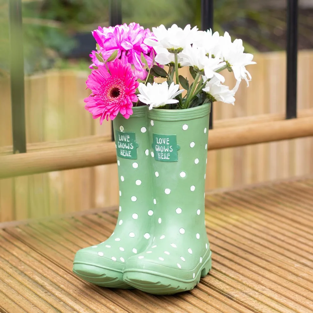 Light Green Welly Boot Planter Light Green Welly Boot Planter