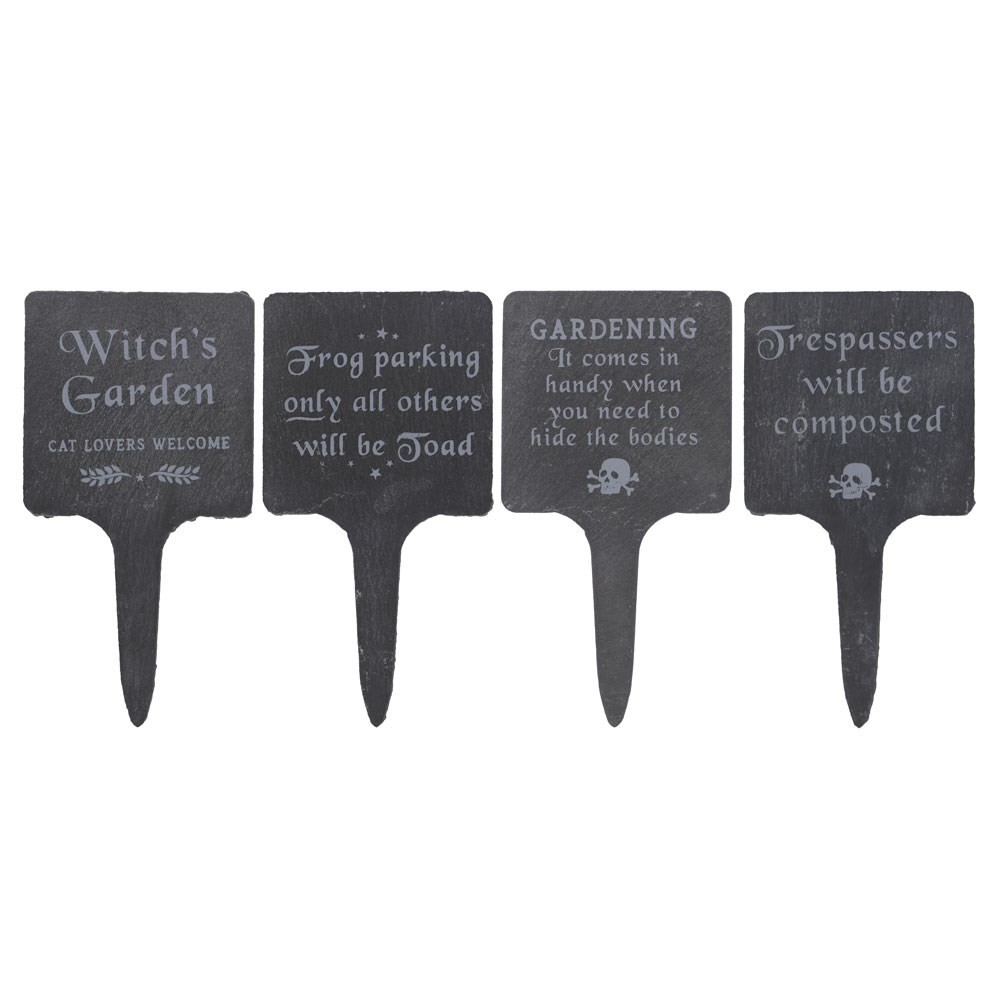 Set of 4 Slate Gothic Garden Signs Set of 4 Slate Gothic Garden Signs