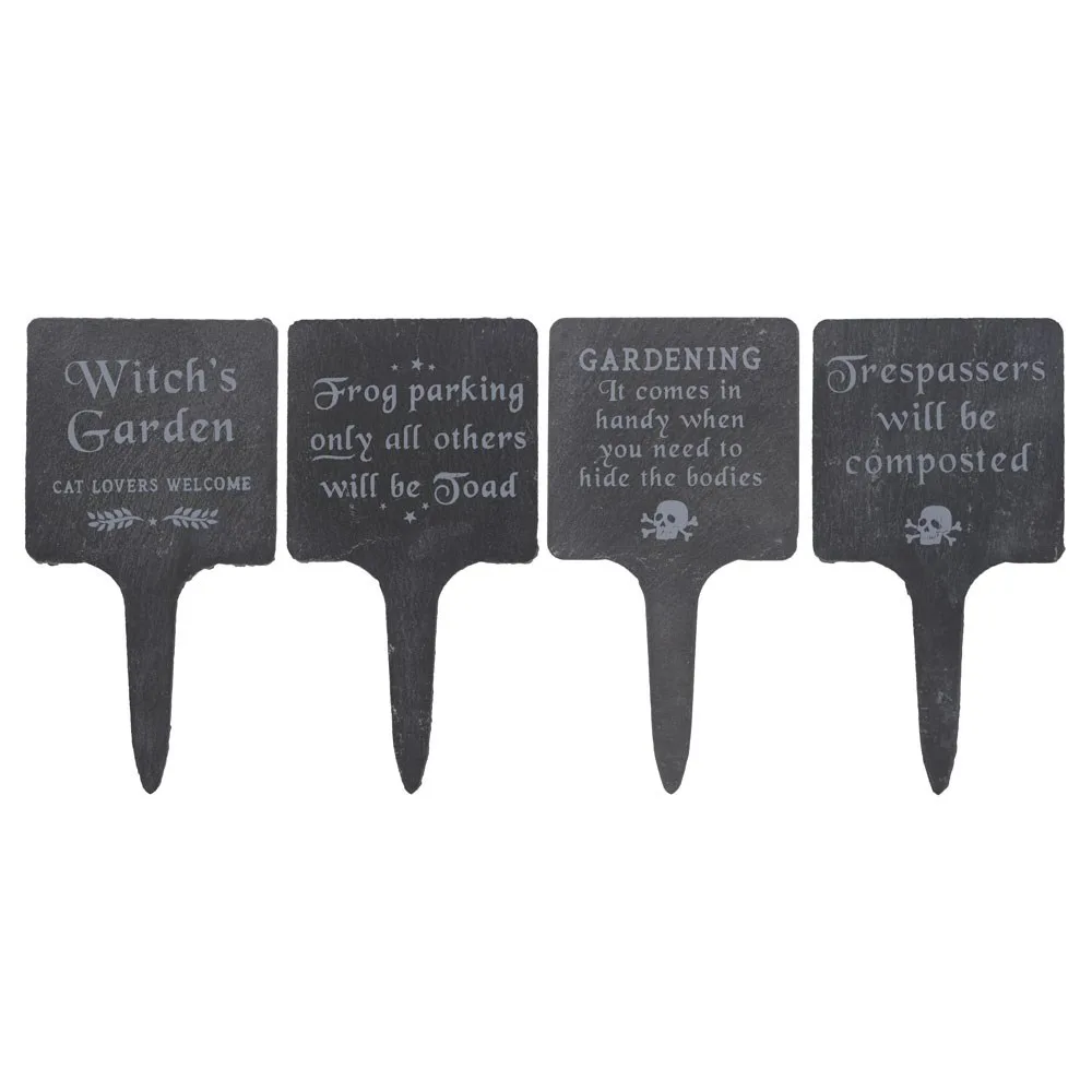 Set of 4 Slate Gothic Garden Signs Set of 4 Slate Gothic Garden Signs