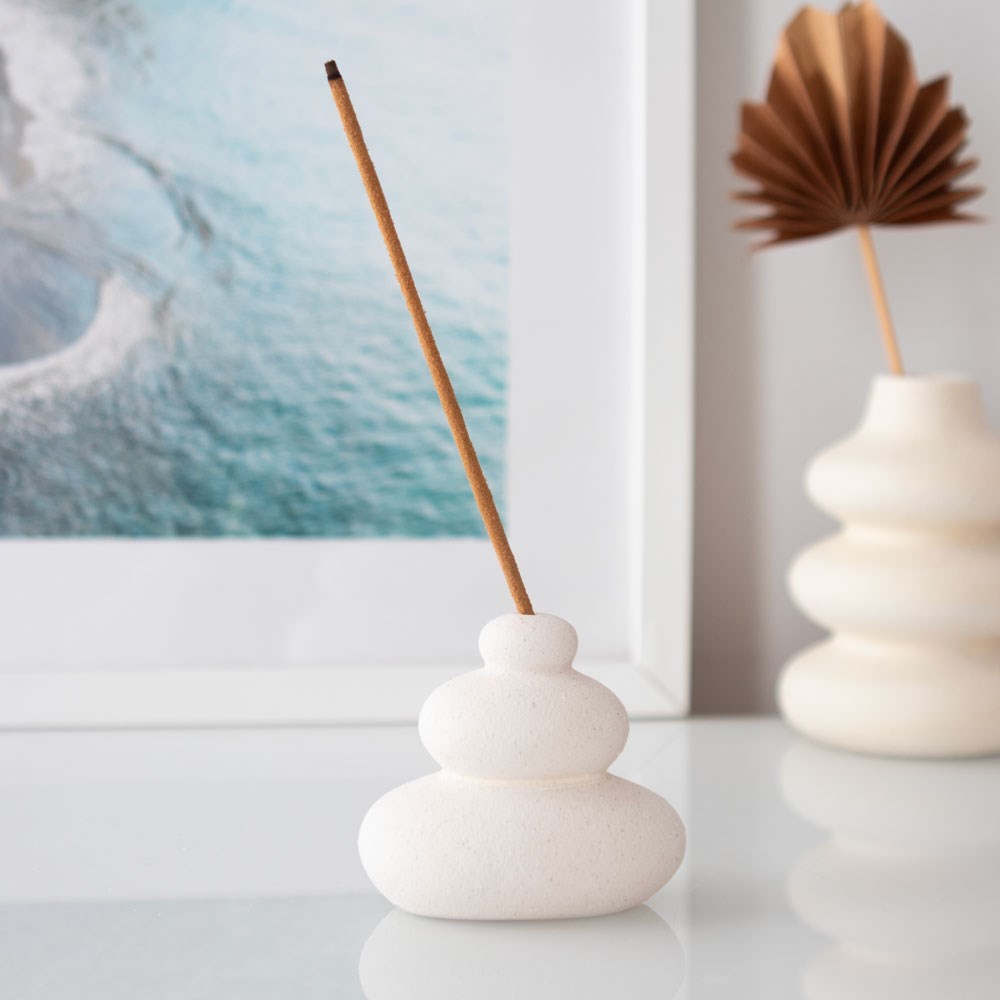 Cream Speckle Balancing Stones Incense Stick Holder Cream Speckle Balancing Stones Incense Stick Holder