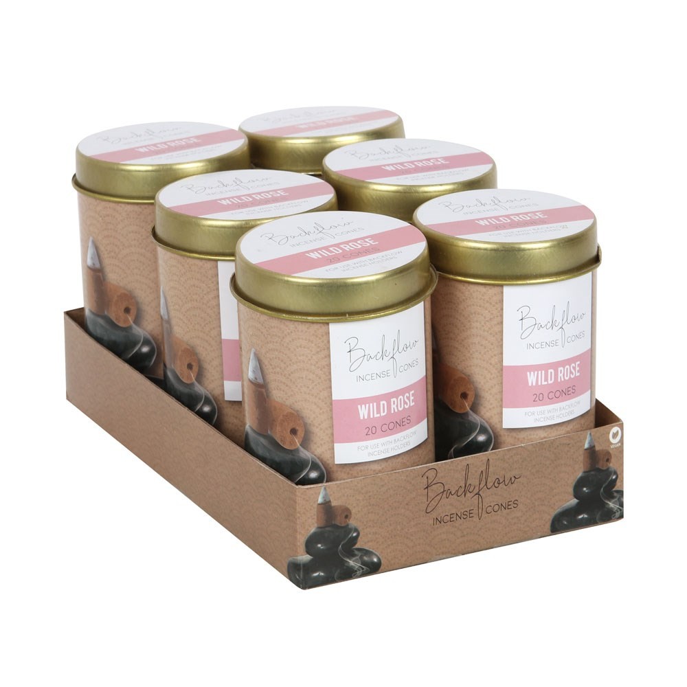 6 Tins of Elements Wild Rose Jumbo Backflow Cones 6 Tins of Elements Wild Rose Jumbo Backflow Cones