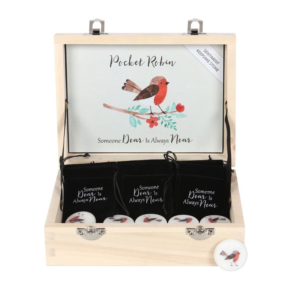 Box of 24 Pocket Robin Sentiment Stones Box of 24 Pocket Robin Sentiment Stones