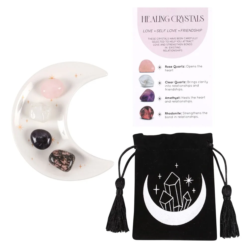 Love Healing Crystal Set with Moon Trinket Dish - Image 2
