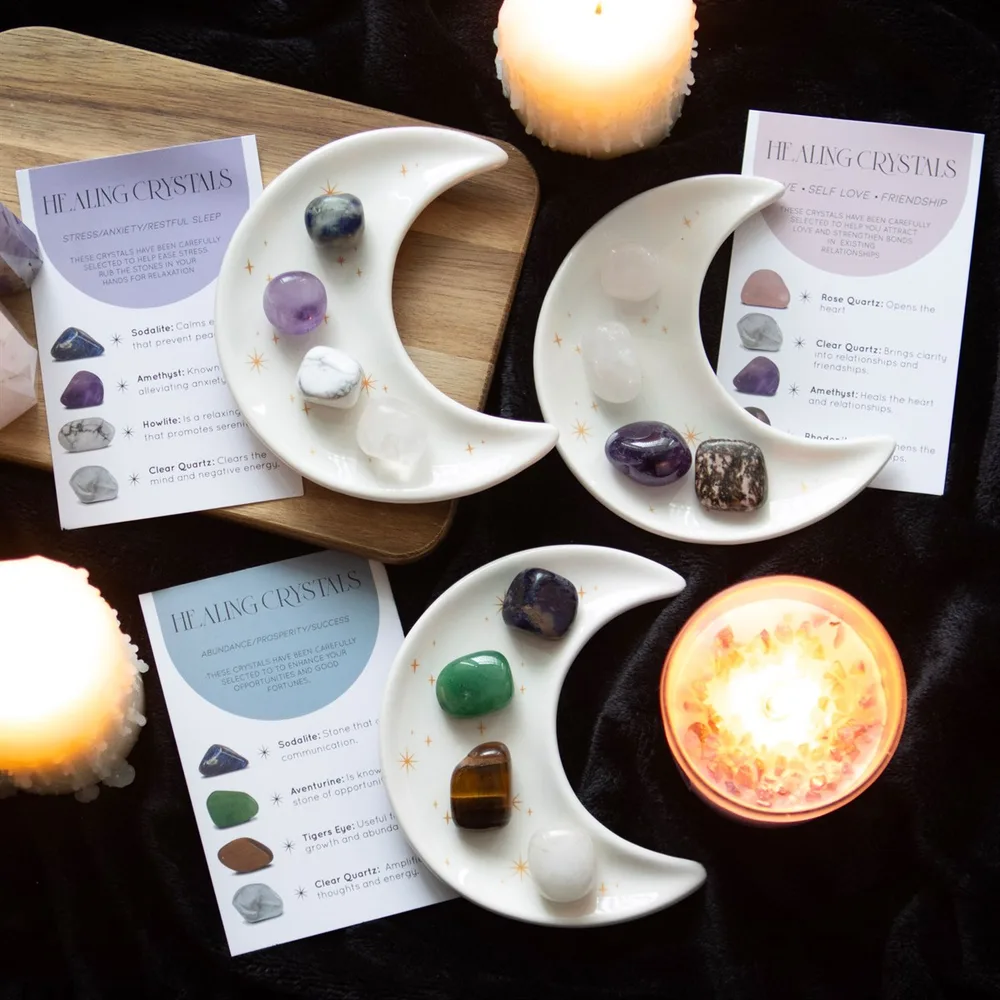 Love Healing Crystal Set with Moon Trinket Dish - Image 7