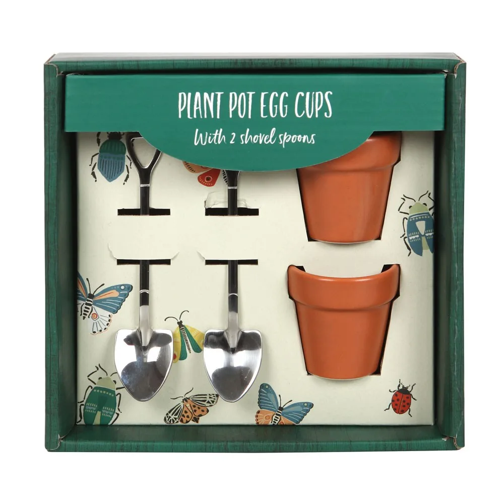 Plant Pot Egg Cup Set with Shovel Spoons Plant Pot Egg Cup Set with Shovel Spoons