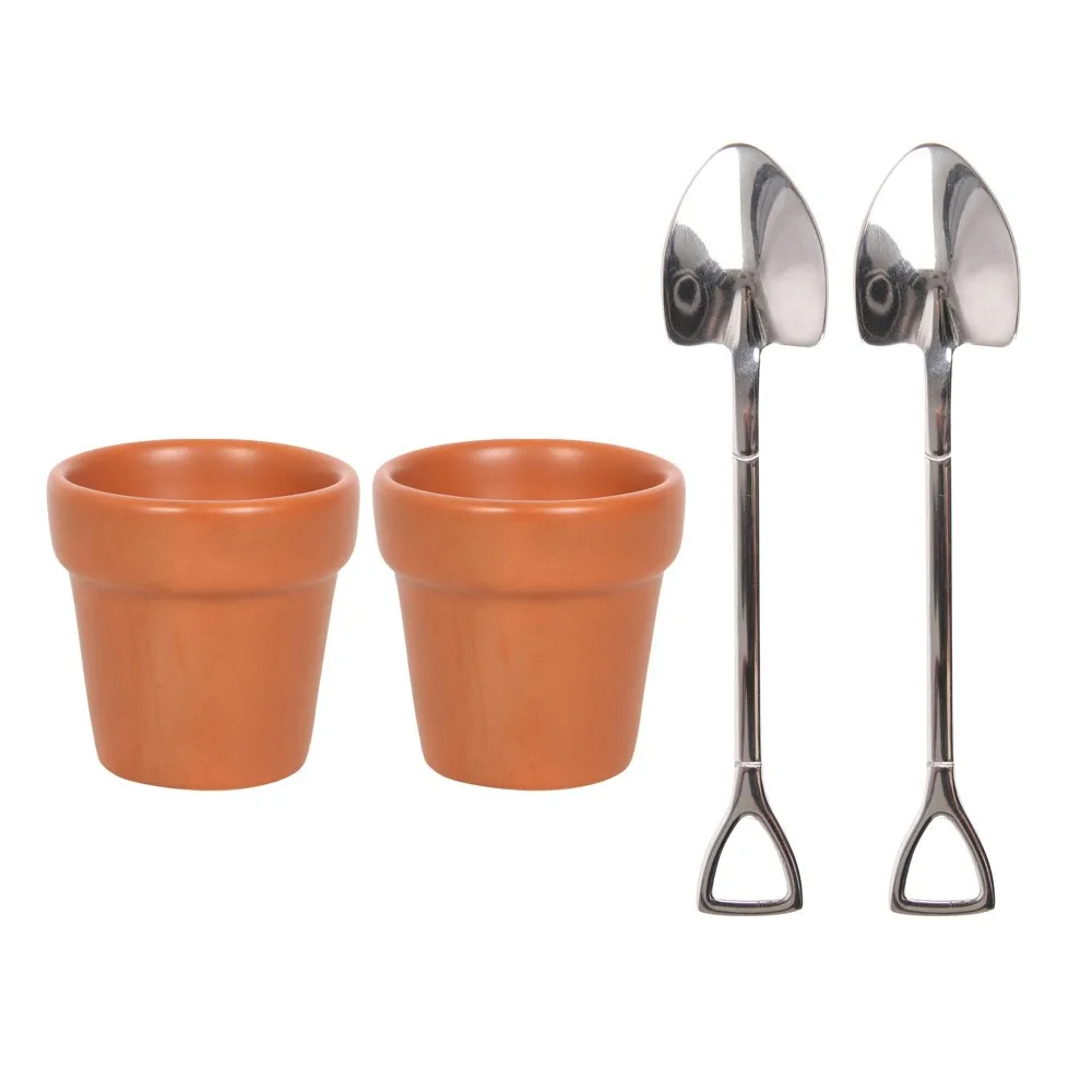 Plant Pot Egg Cup Set with Shovel Spoons - Image 3