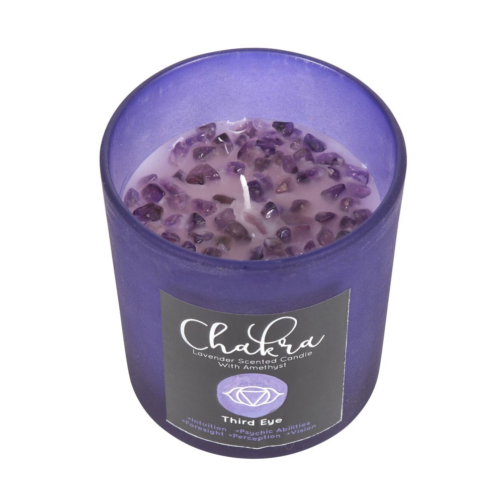 Third Eye Chakra Lavender Crystal Chip Candle Third Eye Chakra Lavender Crystal Chip Candle