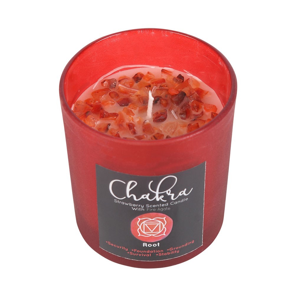 Root Chakra Strawberry Crystal Chip Candle Root Chakra Strawberry Crystal Chip Candle
