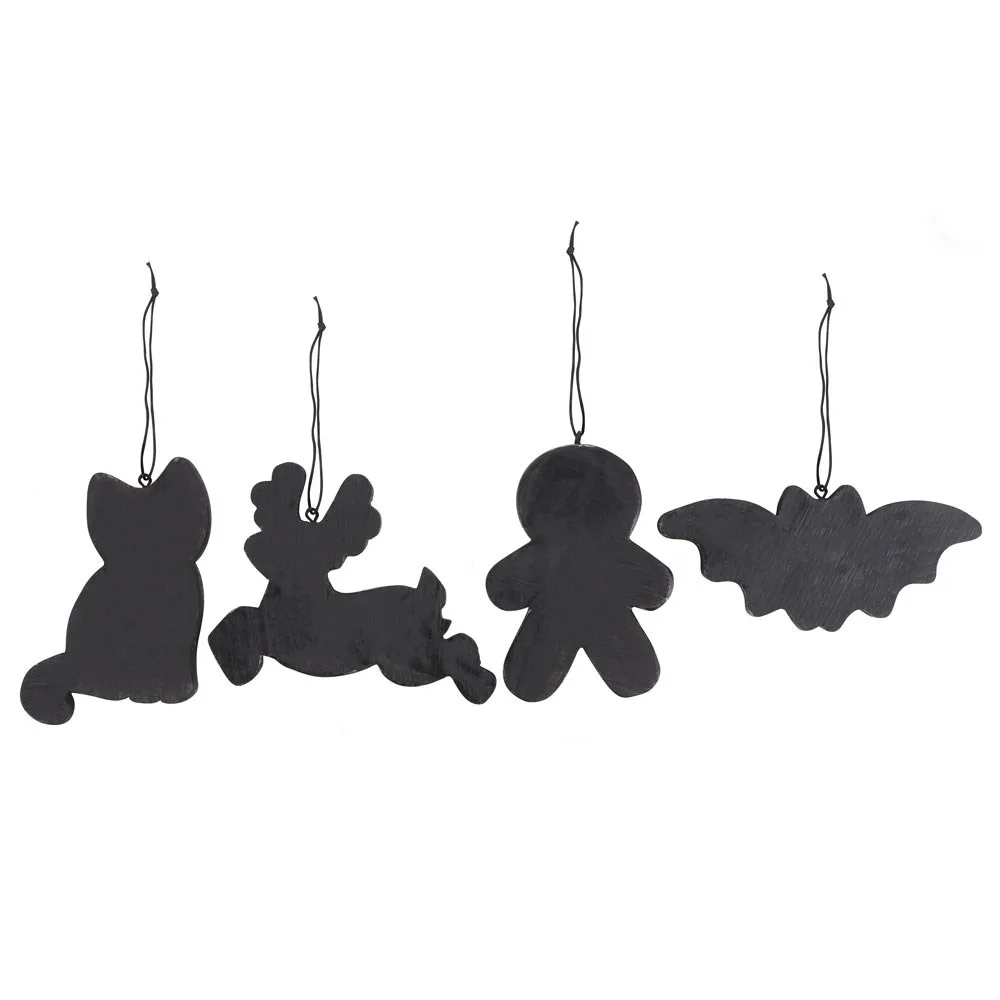 Set of 4 Black Creepy Skeleton Cookie Ornaments - Image 3