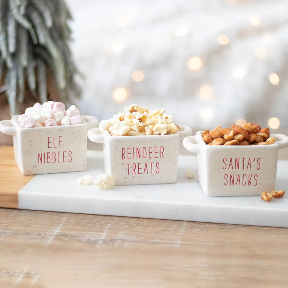 Set of 3 Ceramic Christmas Snack Bowls Set of 3 Ceramic Christmas Snack Bowls