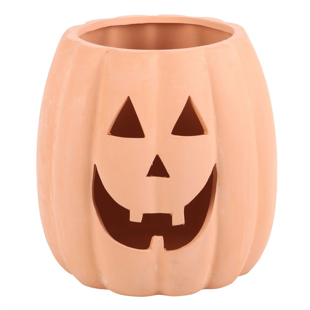 25cm Terracotta Cut Out Pumpkin Decoration 25cm Terracotta Cut Out Pumpkin Decoration