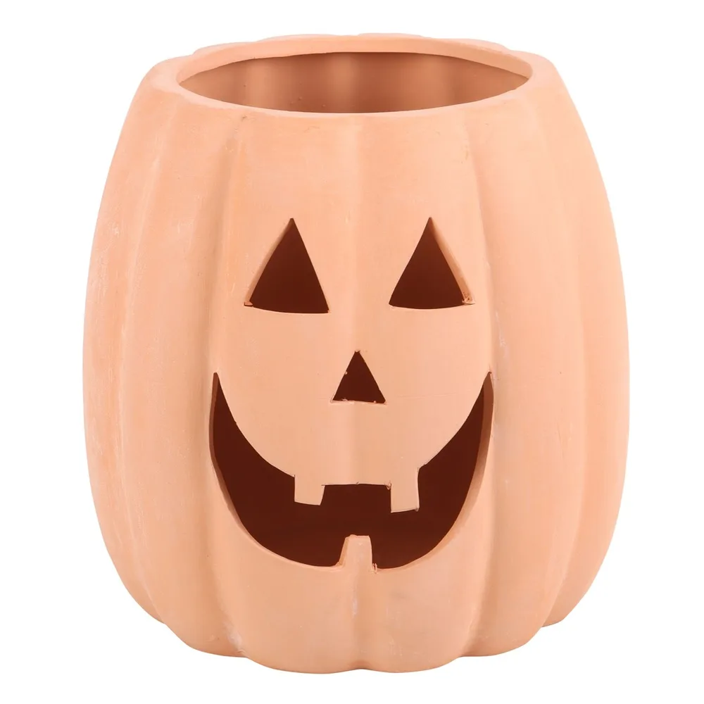 25cm Terracotta Cut Out Pumpkin Decoration 25cm Terracotta Cut Out Pumpkin Decoration