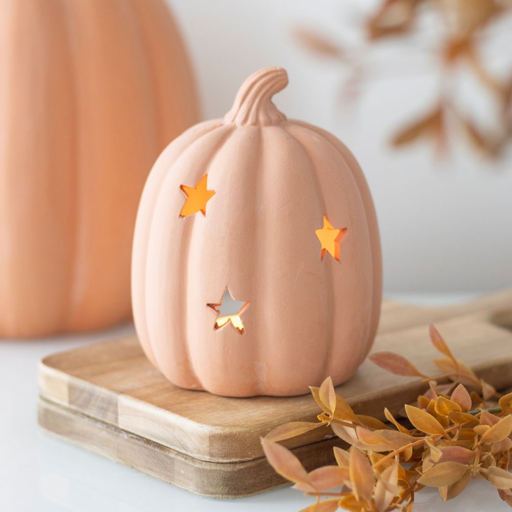 9cm Terracotta Pumpkin Tealight Holder 9cm Terracotta Pumpkin Tealight Holder