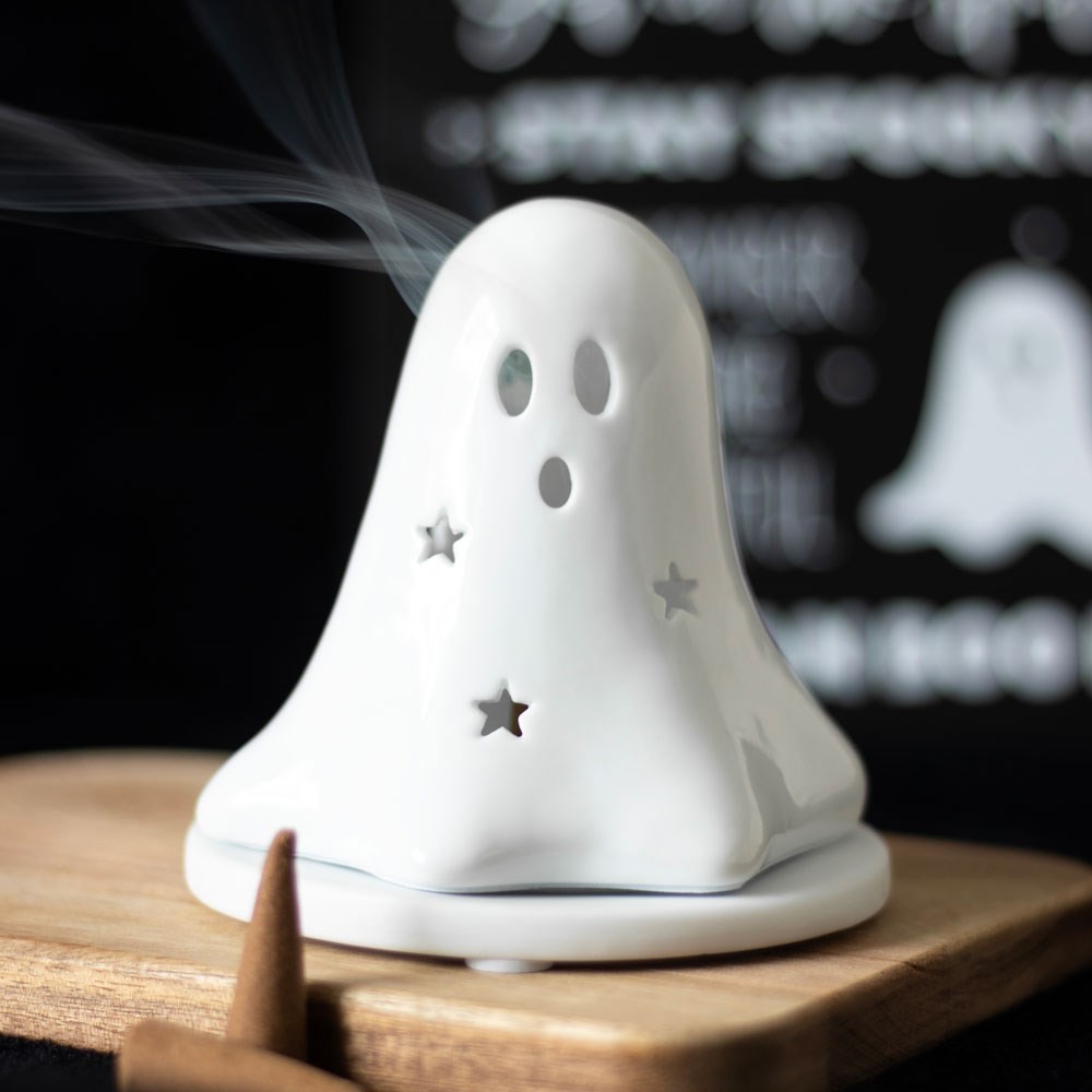 Ceramic Ghost Tealight and Incense Cone Holder Ceramic Ghost Tealight and Incense Cone Holder