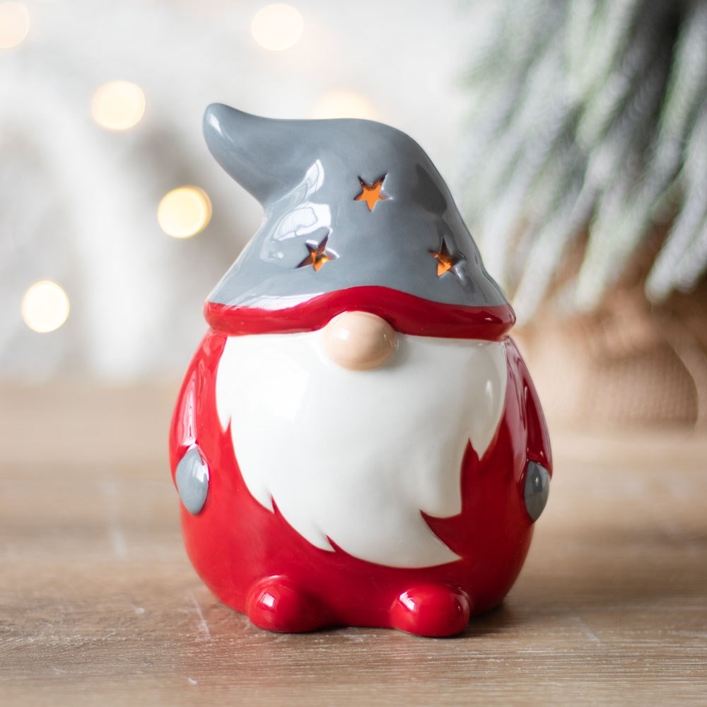Red and Grey Gonk Tealight Holder Red and Grey Gonk Tealight Holder